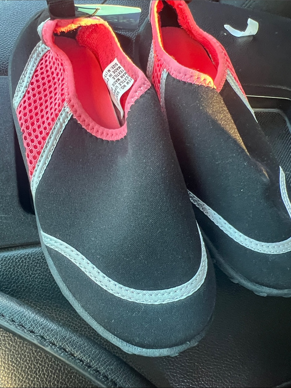 Kids Black and Pink Slip-On Water Shoes
